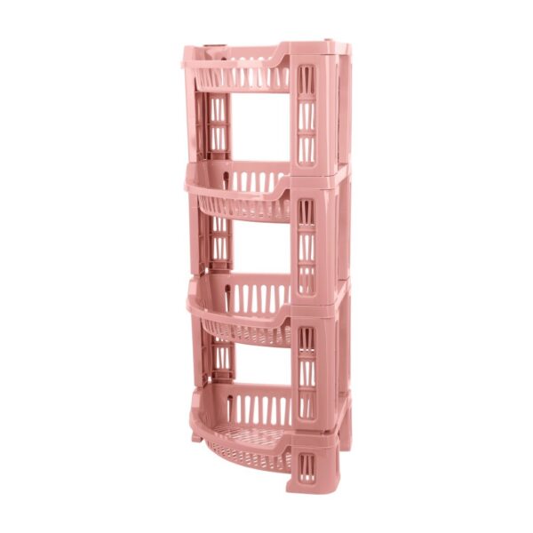 Royalford 4-Layer Corner Rack- RF10880| Multi-Purpose Storage Rack Perfect for Home, Kitchen, Bathroom, Office| Ideal Organizer for Fruits, Vegetables, Containers, Toiletries, Dcor| Strong and Durable Plastic Corner Shelf| Pink - Image 2