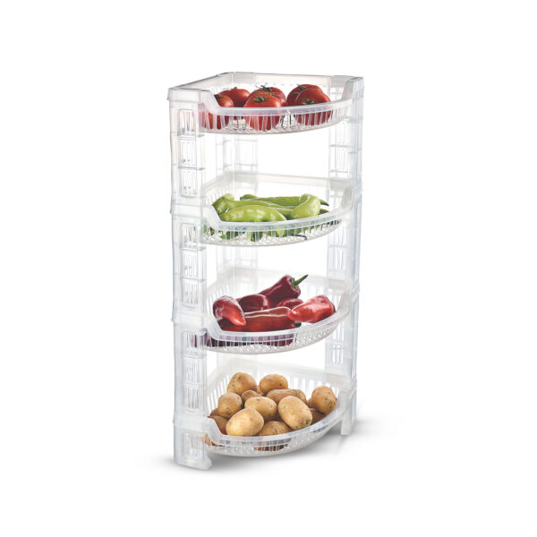 Royalford 4-Layer Corner Rack- RF10881| Multi-Purpose Storage Rack Perfect for Home, Kitchen, Bathroom, Office| Ideal Organizer for Fruits, Vegetables, Containers, Toiletries, Dcor| Strong and Durable Plastic Corner Shelf| White
