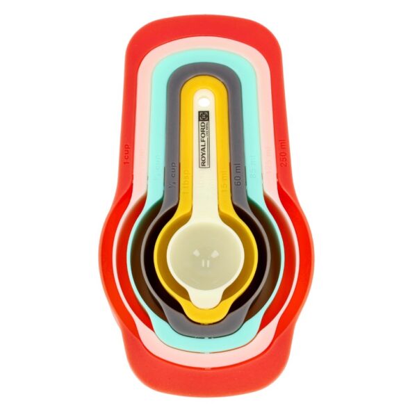 Royalford 6 pcs Measuring Spoon Set, Premium Quality Plastic Measuring Set Perfect for All Kitchen, Baking and Cooking Needs| Easy to Store and Stackable Design| Multi-Color | RF10556