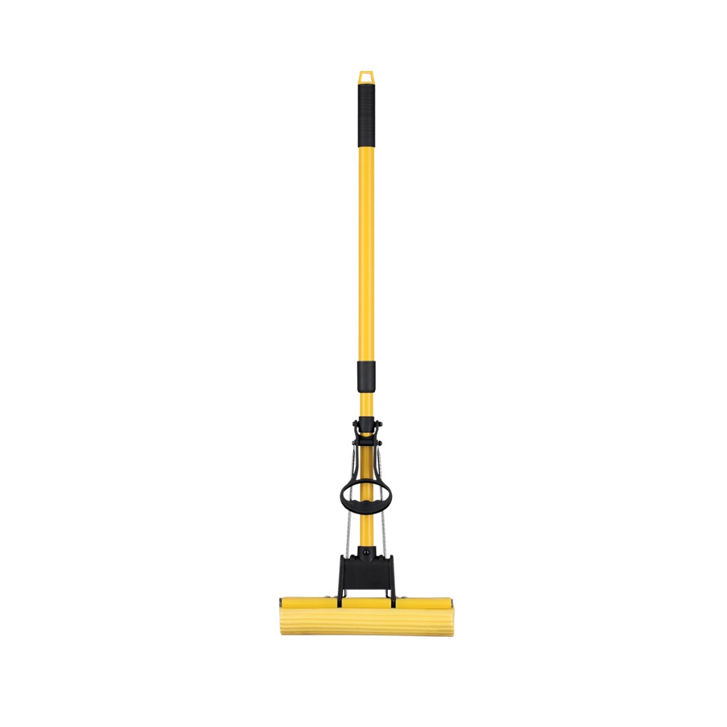 Royalford Floor PVA Mop with Iron Handle- RF12253/ 120 cm Long, with Squeezing Technology and Extendable Height/ Suitable for all Hard Flooring types, Glass, Marble, Granite, Tile, Wood, Window, Wall, etc./ High Water Absorbency, No Scratch/ Black and Yellow