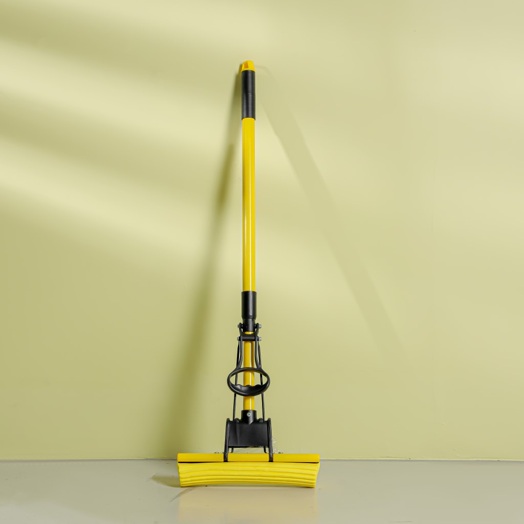 Royalford Floor PVA Mop with Iron Handle- RF12253/ 120 cm Long, with Squeezing Technology and Extendable Height/ Suitable for all Hard Flooring types, Glass, Marble, Granite, Tile, Wood, Window, Wall, etc./ High Water Absorbency, No Scratch/ Black and Yellow - Image 6