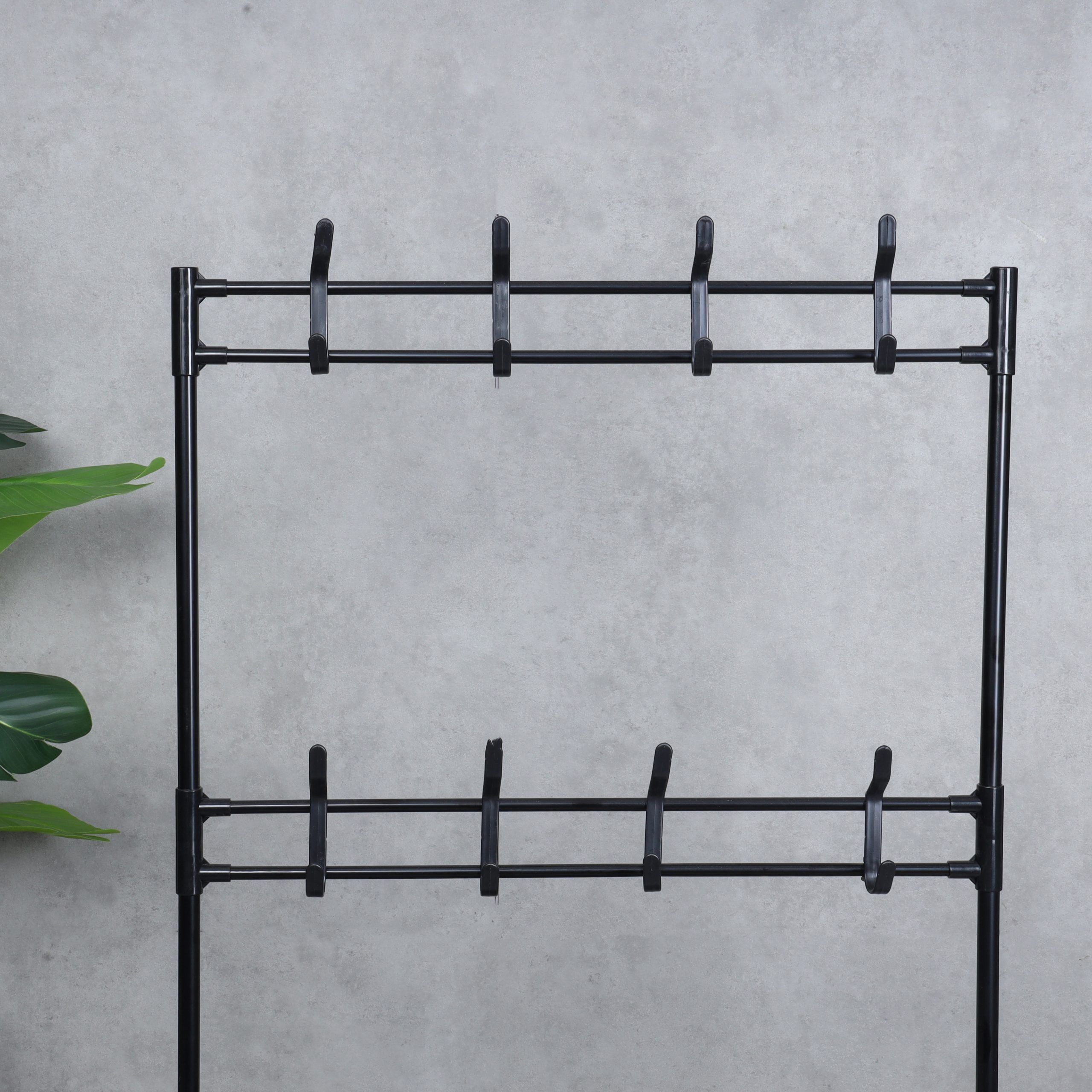 Royalford Portable Shoe Rack- RF12781/ with 4 Shelves and 8 Hooks, 10 kg Capacity, Strong Metal Rods, Easy to Assemble/ Multi-Purpose Storage for Shoes, Cap, and other Accessories/ for Home, Bedroom, Hostel, Living Room/ Heavy-Duty, Space-Saving Design/ Black - Image 4