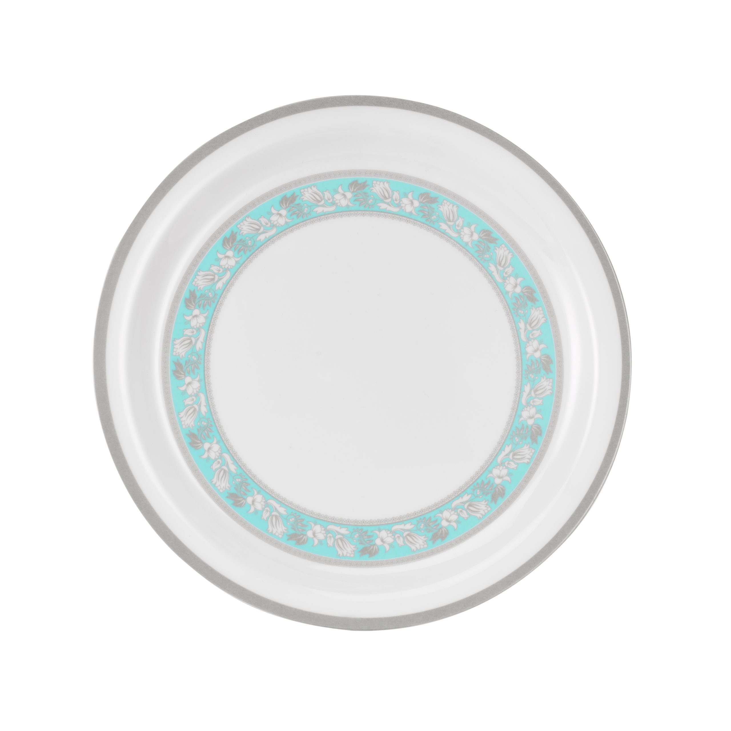 Royalford 11" Melamineware Dinner Plate- RF12911/ Light-Weight and Food-Grade Plates with Elegant Design/ Perfect for Serving and Eating Main Course Meals, Dishwasher Safe/ White and Blue