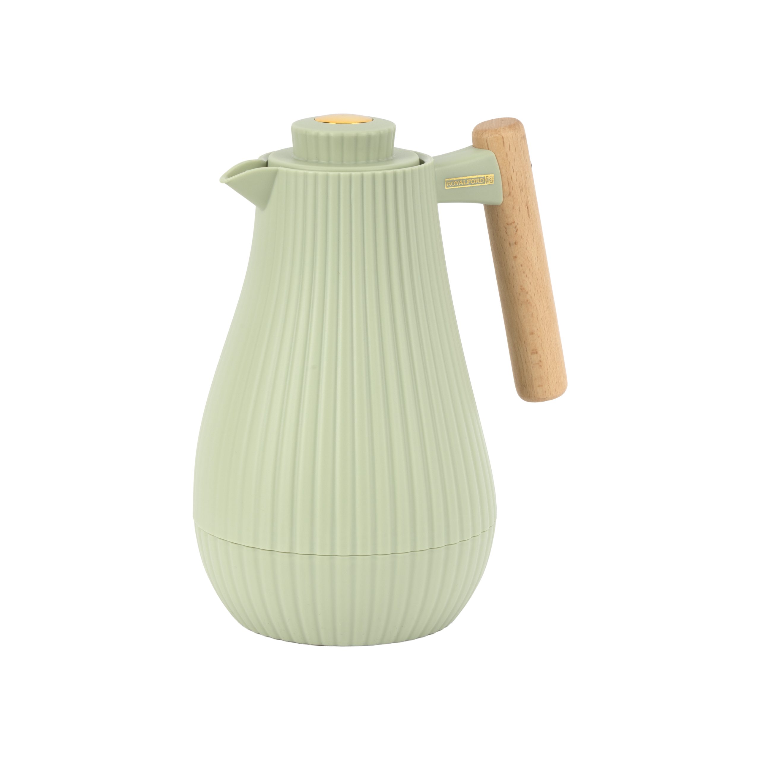 Royalford 1000 ml (33.5 oz) Insula Vacuum Flask with Wooden Handle- RF12971/ with Pink Glass Inner and PP Outer Body, Keeps Your Drinks Hot or Cold, Asbestos-Free and Hygienic/ Leak-Proof and Portable Design, Suitable for Indoor and Outdoor Use/ Green