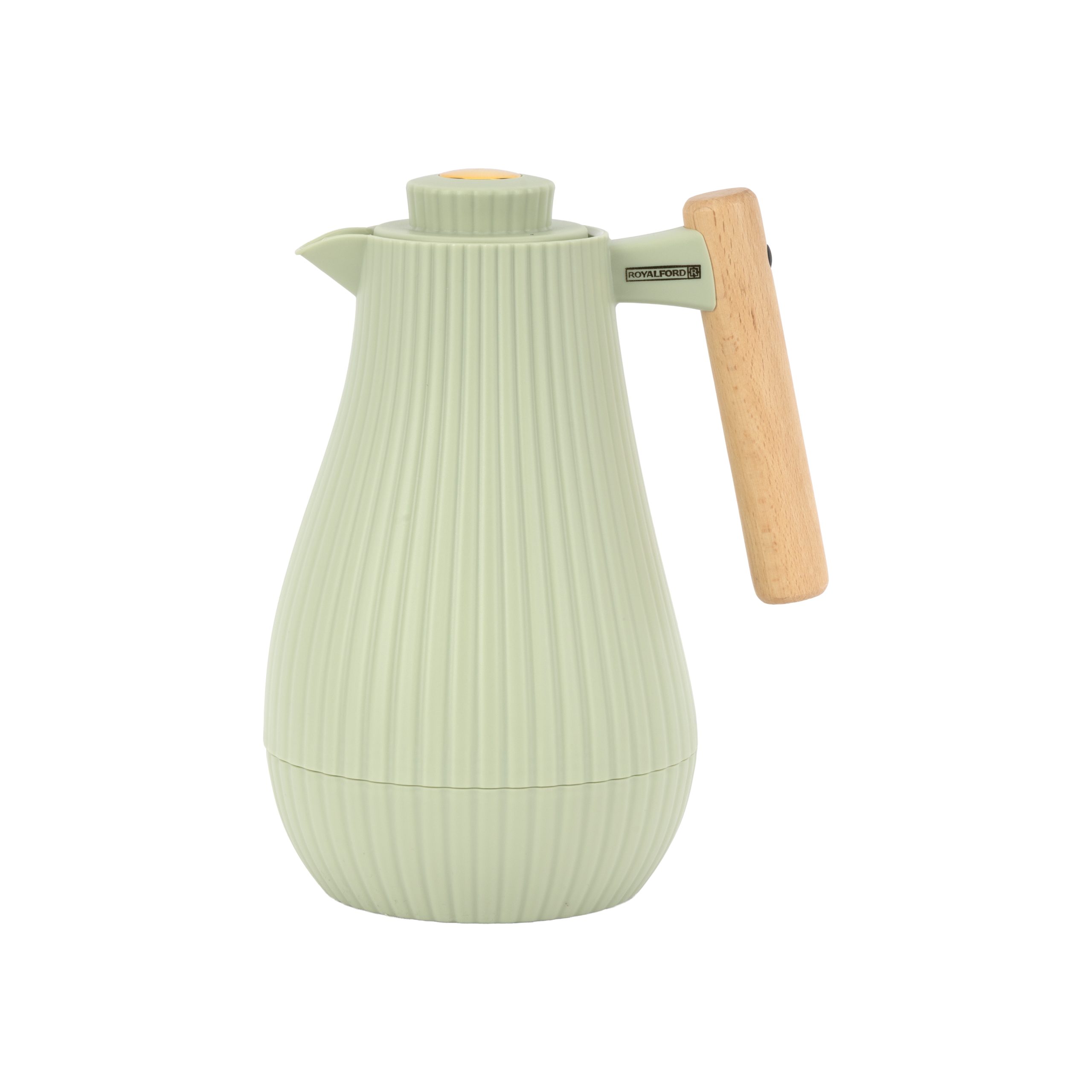 Royalford 1000 ml (33.5 oz) Insula Vacuum Flask with Wooden Handle- RF12971/ with Pink Glass Inner and PP Outer Body, Keeps Your Drinks Hot or Cold, Asbestos-Free and Hygienic/ Leak-Proof and Portable Design, Suitable for Indoor and Outdoor Use/ Green - Image 2