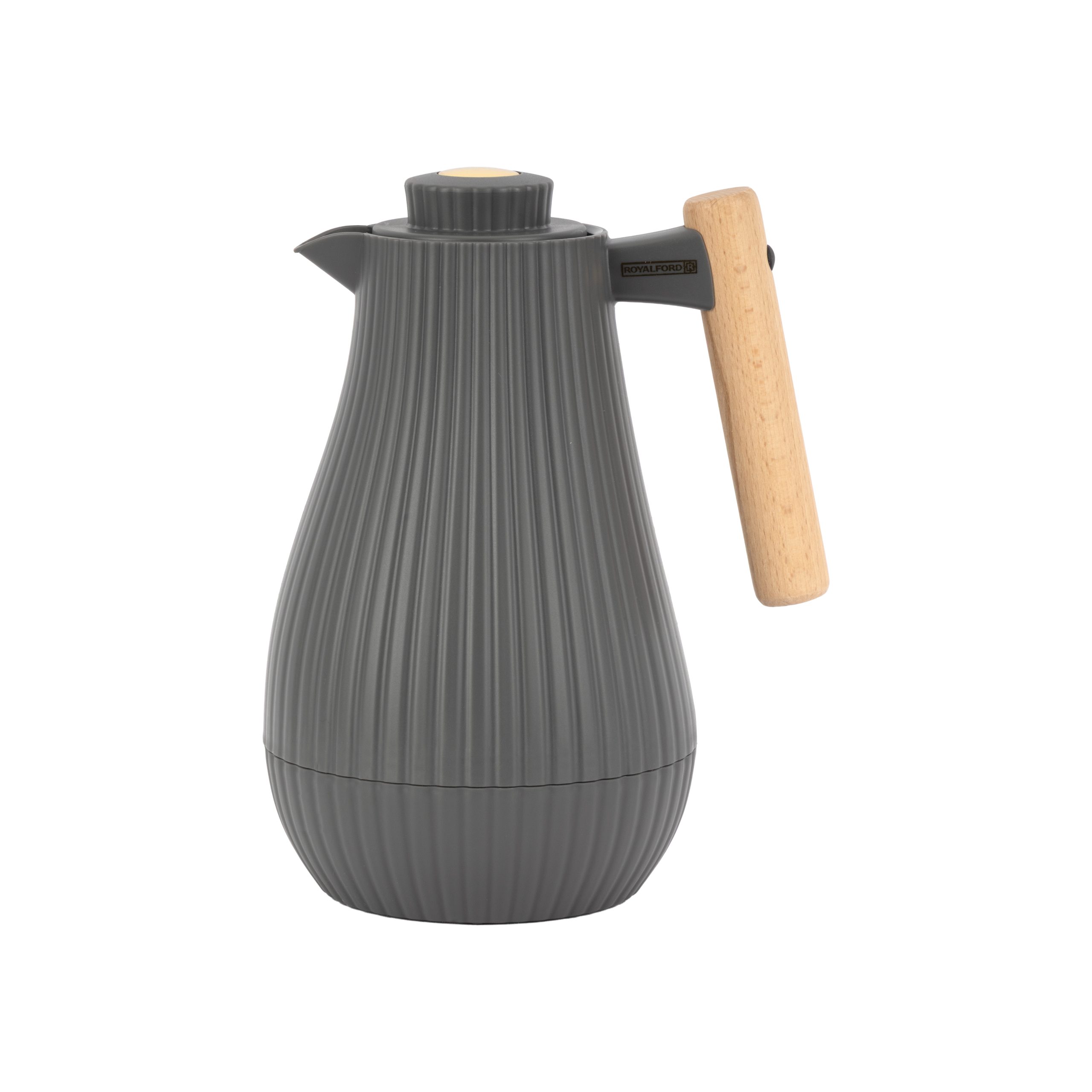 Royalford 1000 ml (33.5 oz) Insula Vacuum Flask with Wooden Handle- RF12972/ with Pink Glass Inner and PP Outer Body, Keeps Your Drinks Hot or Cold, Asbestos-Free and Hygienic/ Leak-Proof and Portable Design, Suitable for Indoor and Outdoor Use/ Grey - Image 2