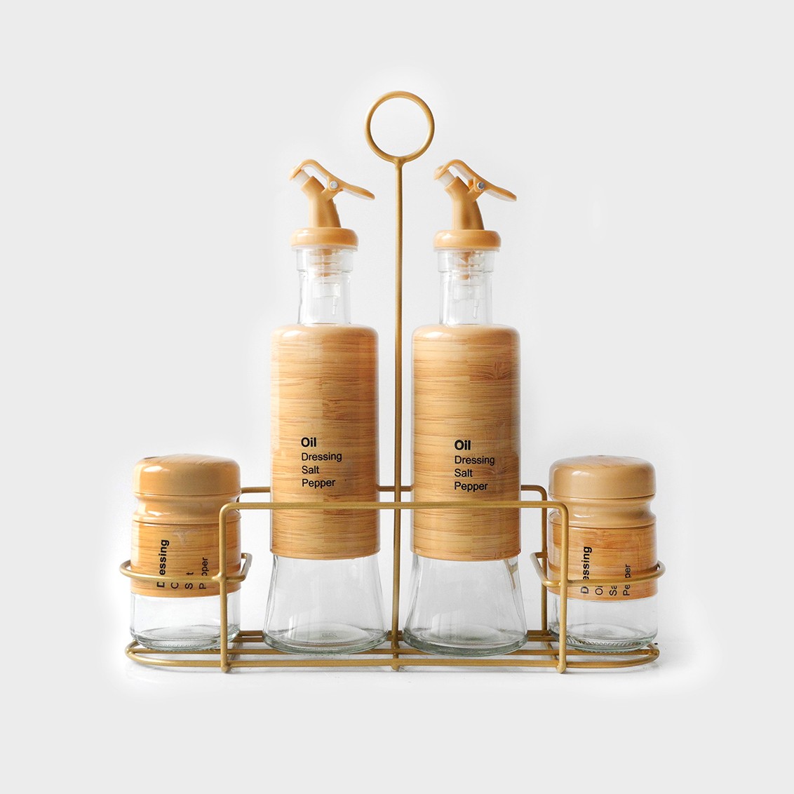 Royalford Oil Bottles and Shakers Set- RF13203/ with Stand, Food-Grade and Safe to Use/170 ml Bottle, 80 ml Shaker, Odor- and BPA-Free, Ideal for Use at Home, Restaurants, Kitchen Counters, Dining Tables, and Serving Setups/ Dispensers with Labels/ Black and White