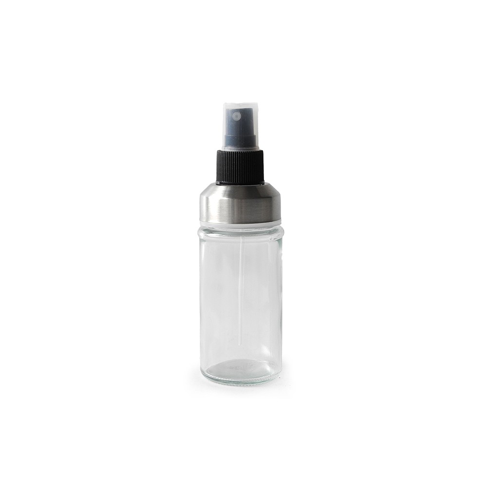 Royalford 100 ml Oil Spray Bottle- RF13210/ Transparent Glass Dispenser, Perfect for Dispensing Vinegar, Lemon Juice, Soy Sauce, Water, and other Liquid Seasonings/ with Press Button and Plastic Tube/ Clear