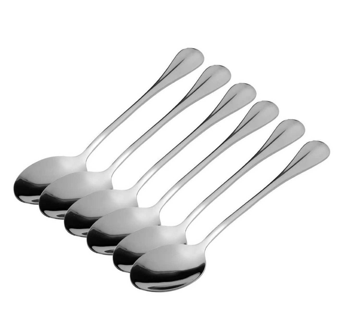 Royalford 6 Pcs Dinner Spoon Set- RF13237/ 20.5 cm, Stainless Steel, Lightweight, Safe to Use, Rust Resistant/ Perfect for Rice Dishes, Curries, Soups, Desserts, etc./ Silver