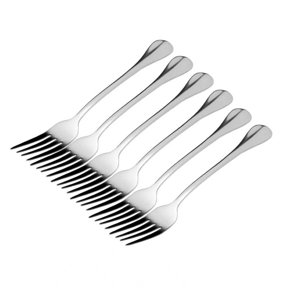Royalford 6-Piece Stainless Steel Dinner Fork- RF13238/ 20.5 cm, Light-Weight, 100% Food-Grade/ Suitable for Dining Table, Home and Restaurant/ Ideal for Pasta, Rice Dishes, Meat, Vegetables, etc./ Silver