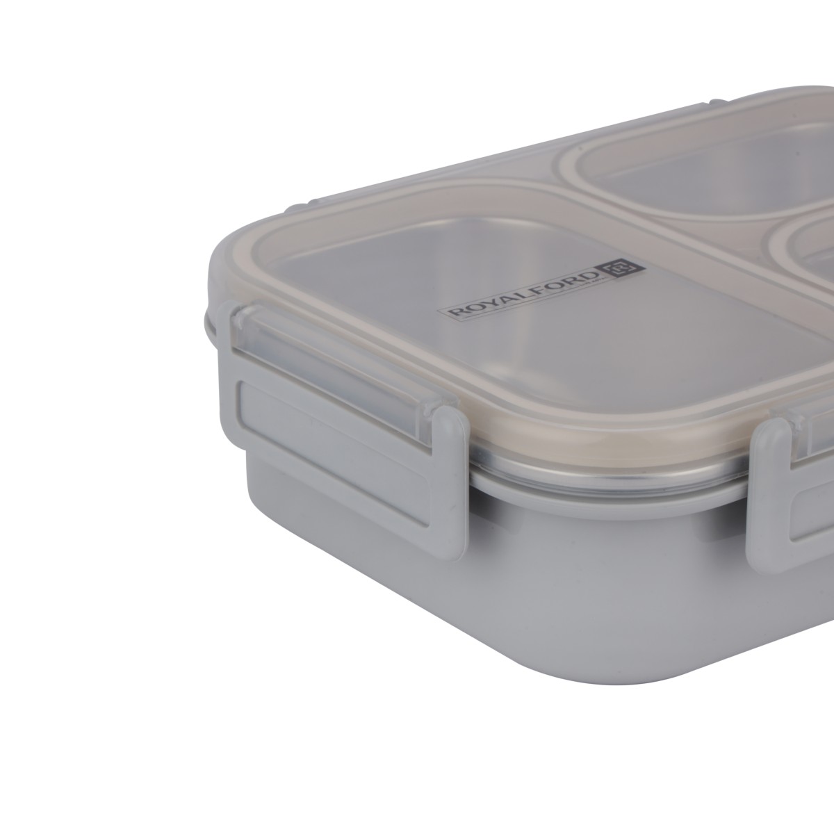 Royalford RF13255 Lunch Box, Stainless Steel Food Container with Durable Plastic Outer Casing - Image 3