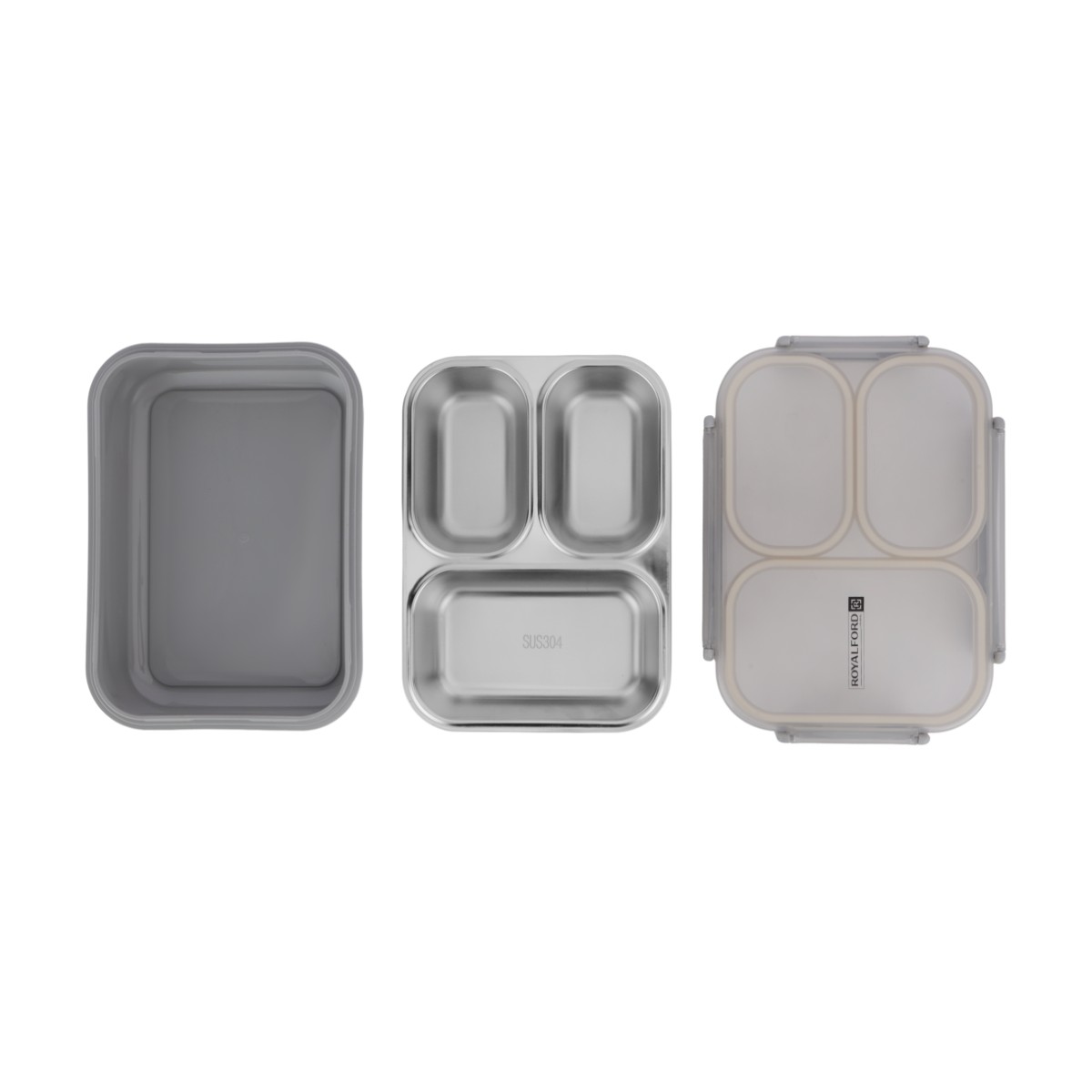 Royalford RF13255 Lunch Box, Stainless Steel Food Container with Durable Plastic Outer Casing - Image 4