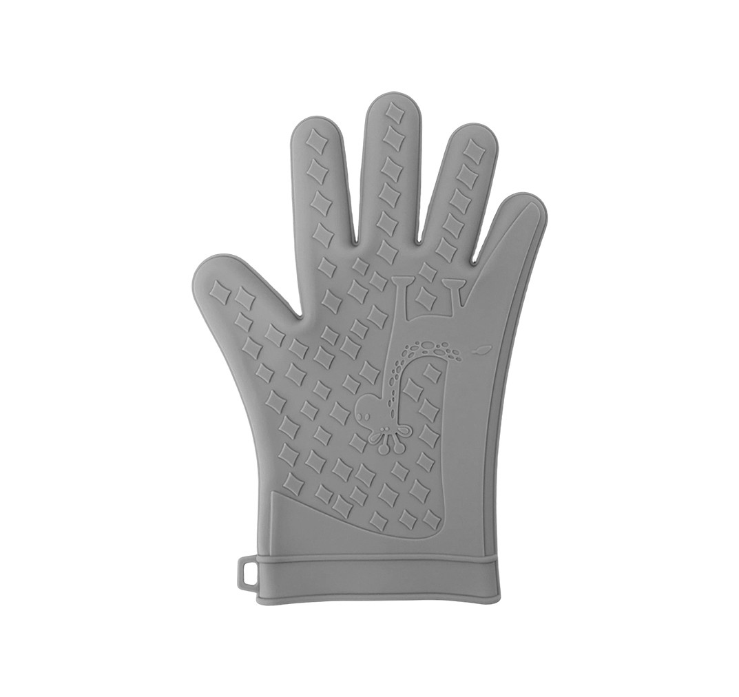 Royalford Silicone Oven Mitt- RF13321/ Food Grade with Textured Non-Slip Grip/ Heat and Steam Resistant, Waterproof/ Flexible, Perfect for Handling Hot Pots, Pans, Trays, Baking Sheets, Heavy Cookware, Glass Dishes, Etc./ Grey