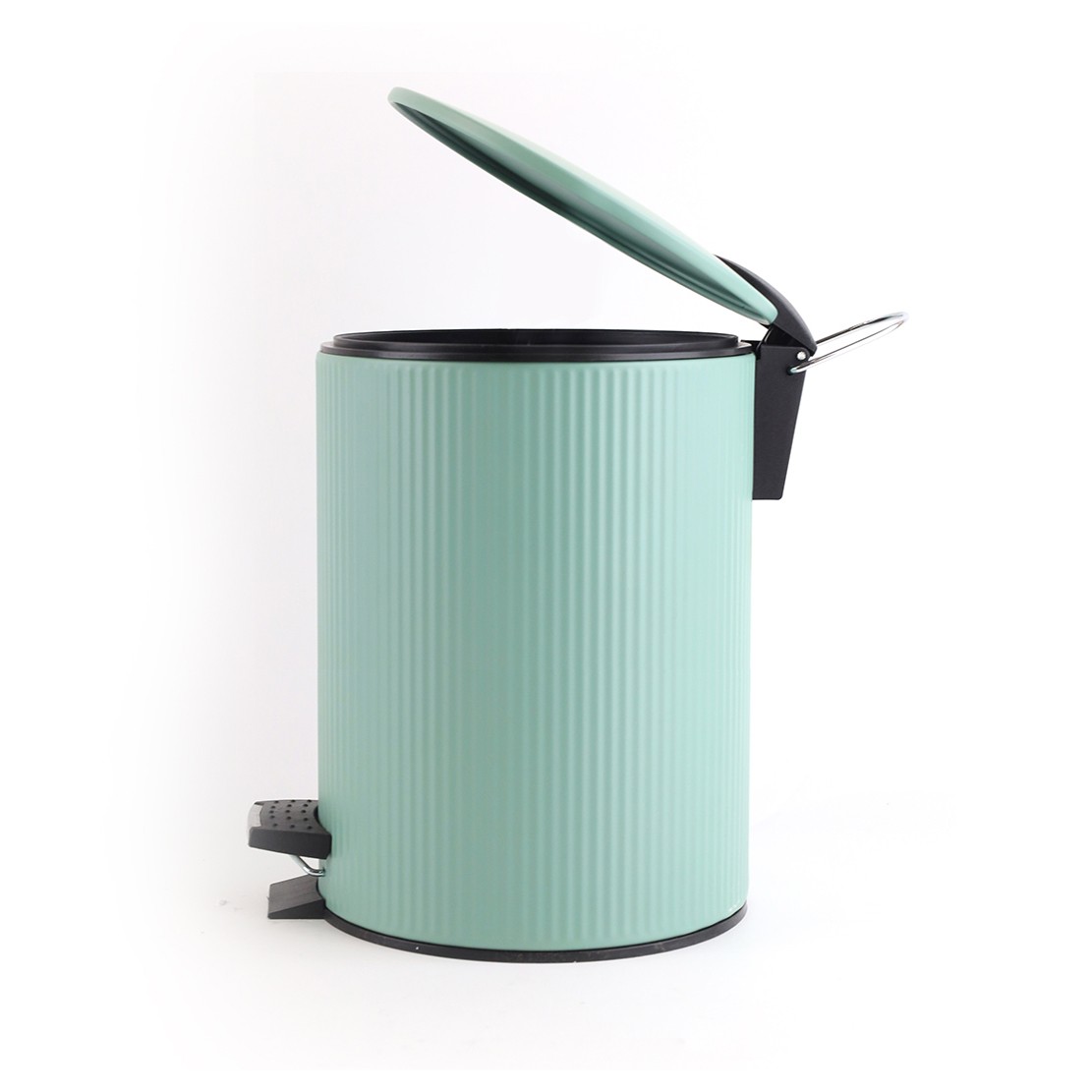Royalford 3 liter Retro Ribbed Pedal Bin- RF13322/ Step On Pedals, Stainless Steel Dustbin with Hands-Free Operation, Slow Closing Lid, Plastic Detachable Inner Bucket/ for Waste Disposal, Trash Can for Home, Office, Bathroom, School, Kitchen, Restaurant/ Blue
