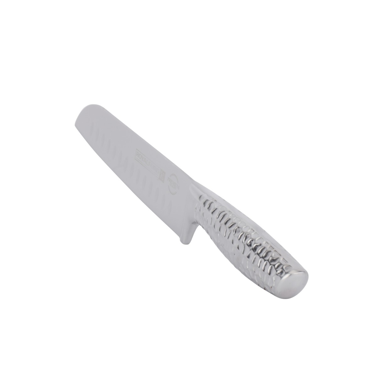 Royalford 7-Inch Santoku Knife, High-Grade 4Cr13 Stainless Steel Blade, Continuous All-Metal Construction, Ergonomic Hammered Grip, Hollow-Edge Design, Stain Resistant & Dishwasher Safe, 18cm Kitchen Knife for Slicing, Dicing & Chopping - Image 2